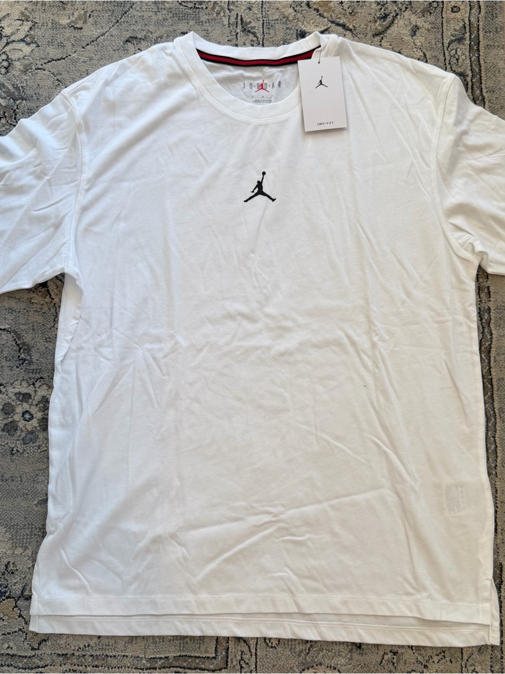 Jordan White Short Sleeve Tee with Black Jumpman Logo